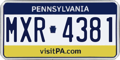 PA license plate MXR4381