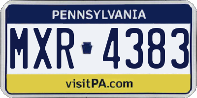 PA license plate MXR4383