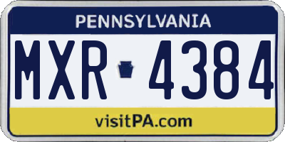 PA license plate MXR4384