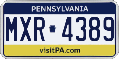 PA license plate MXR4389