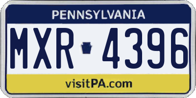 PA license plate MXR4396