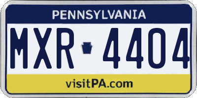 PA license plate MXR4404