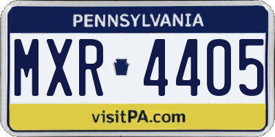 PA license plate MXR4405