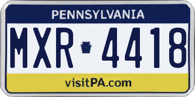 PA license plate MXR4418