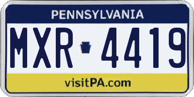 PA license plate MXR4419