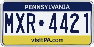 PA license plate MXR4421