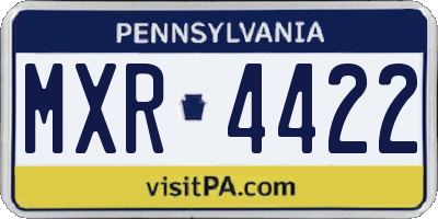 PA license plate MXR4422