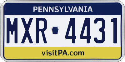 PA license plate MXR4431