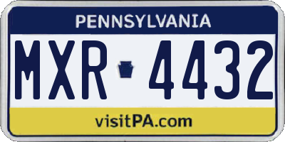 PA license plate MXR4432