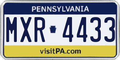 PA license plate MXR4433