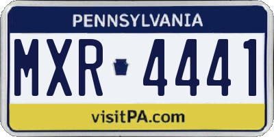 PA license plate MXR4441