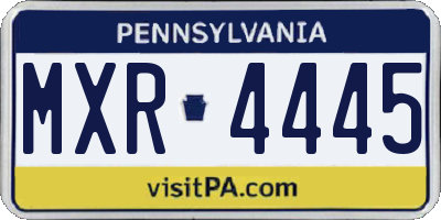 PA license plate MXR4445