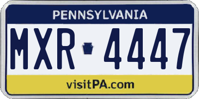 PA license plate MXR4447