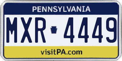 PA license plate MXR4449