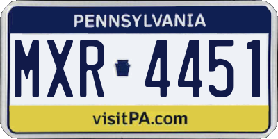 PA license plate MXR4451