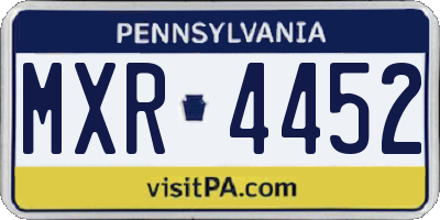 PA license plate MXR4452