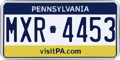 PA license plate MXR4453