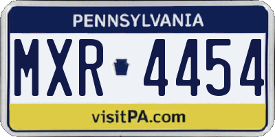 PA license plate MXR4454
