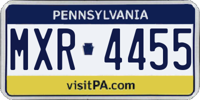 PA license plate MXR4455