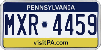 PA license plate MXR4459
