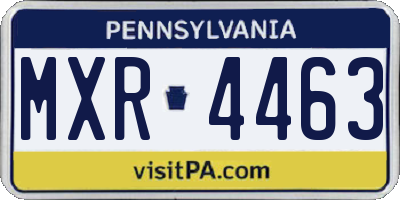 PA license plate MXR4463