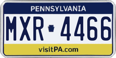 PA license plate MXR4466