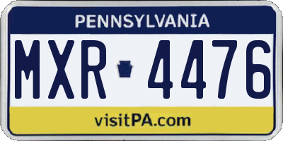 PA license plate MXR4476