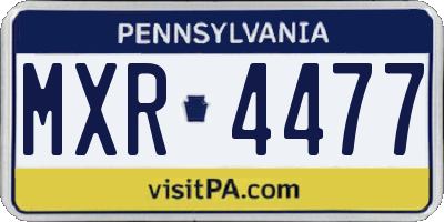 PA license plate MXR4477