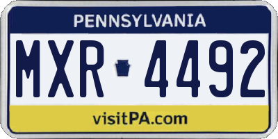 PA license plate MXR4492