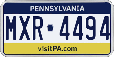 PA license plate MXR4494