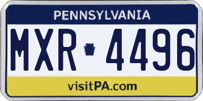 PA license plate MXR4496