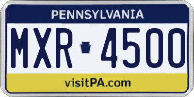 PA license plate MXR4500