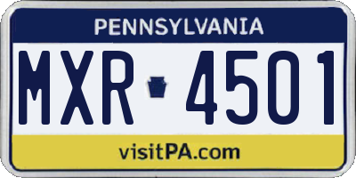 PA license plate MXR4501