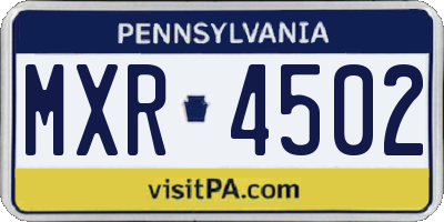 PA license plate MXR4502