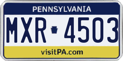 PA license plate MXR4503