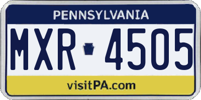 PA license plate MXR4505