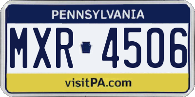 PA license plate MXR4506