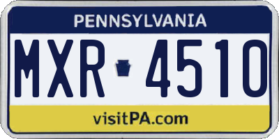 PA license plate MXR4510