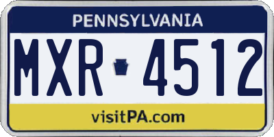 PA license plate MXR4512
