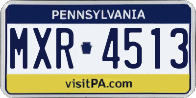 PA license plate MXR4513