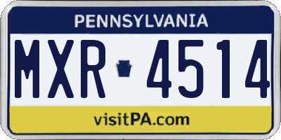 PA license plate MXR4514