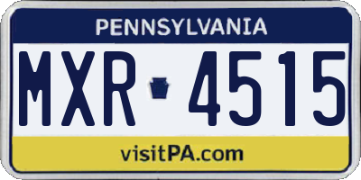 PA license plate MXR4515