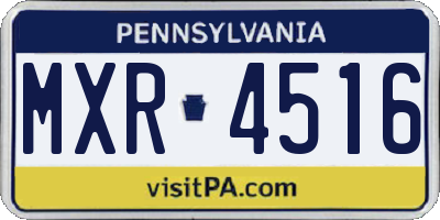 PA license plate MXR4516