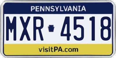 PA license plate MXR4518