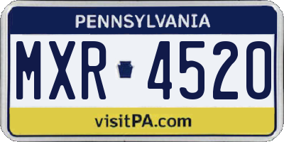PA license plate MXR4520