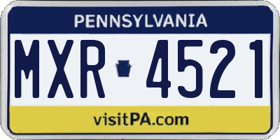 PA license plate MXR4521