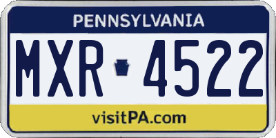 PA license plate MXR4522