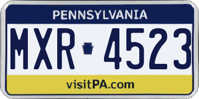 PA license plate MXR4523