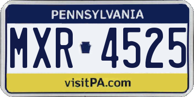 PA license plate MXR4525