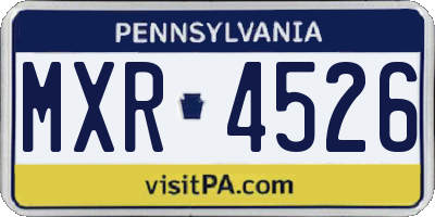 PA license plate MXR4526